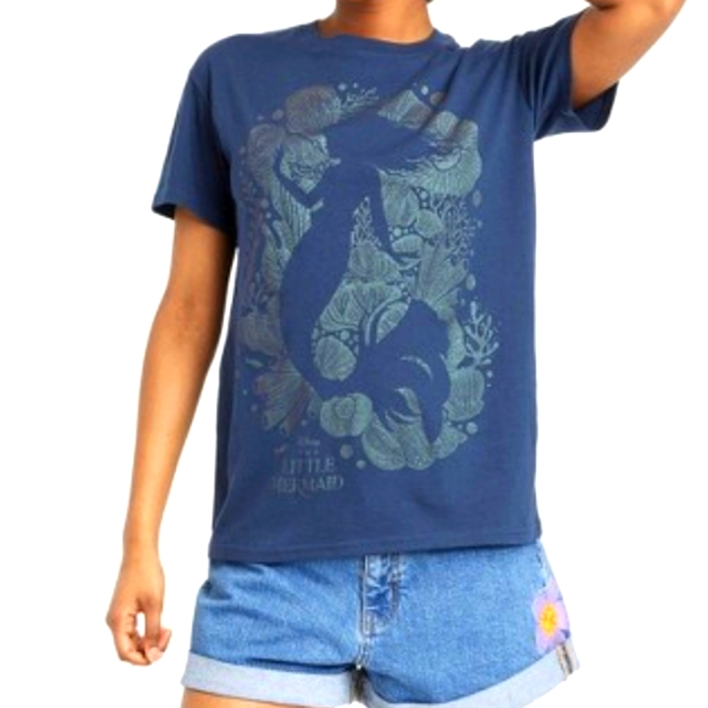 NWT Disney's Little Mermaid Silhouette Navy Tee Size Women's XS